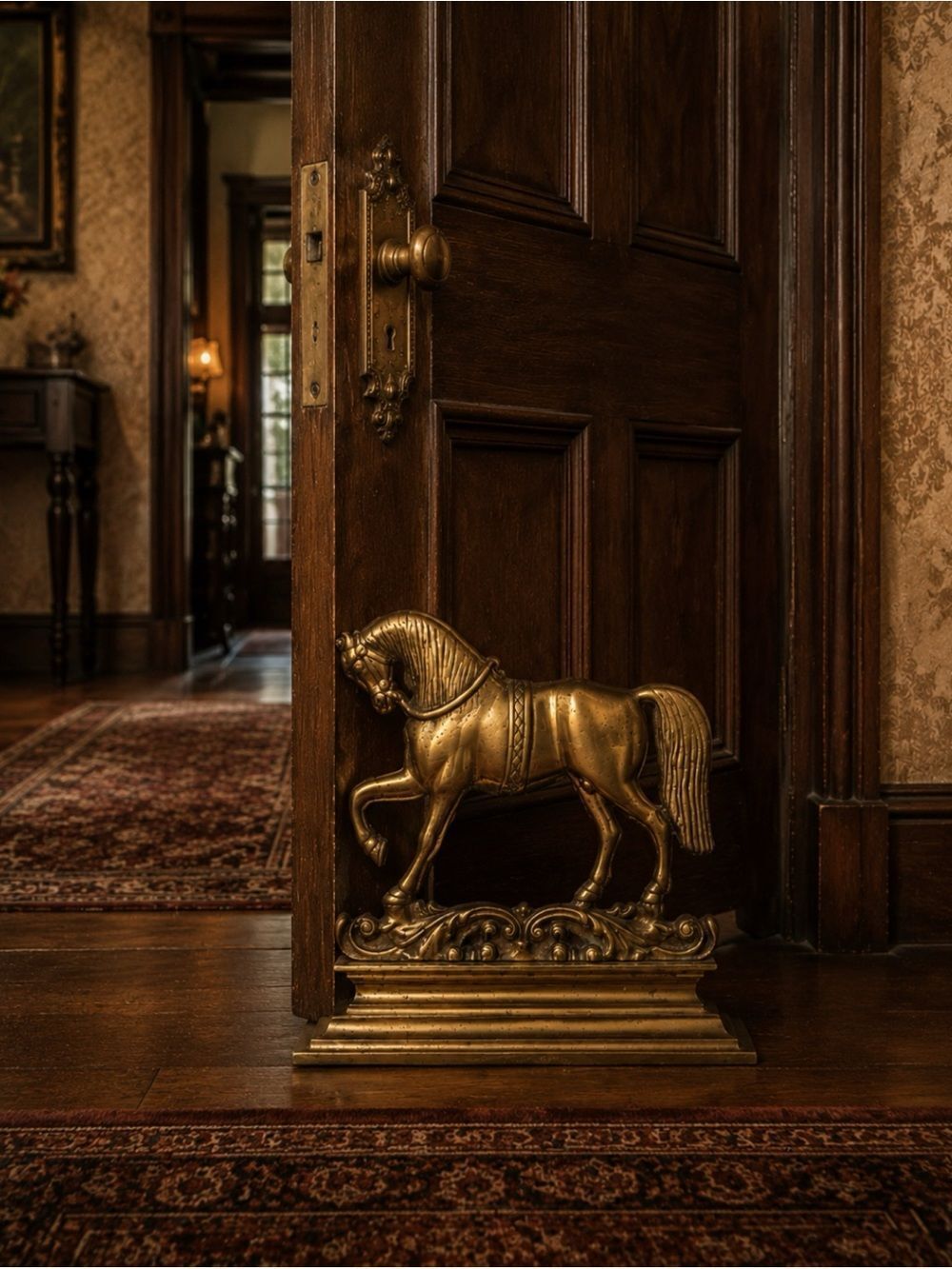 Antique Brass Horse Doorstop - Decorative Brass Horse